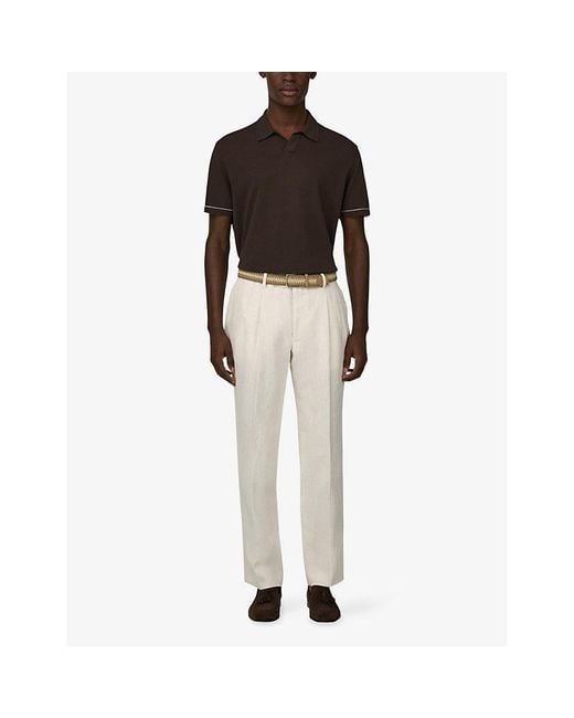 Boggi Black Short-Sleeve Cotton Crêpe Knit Polo Shirt for men