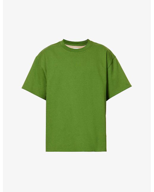 Bottega Veneta Double Layered Ribbed Trim Cotton Jersey T Shirt X In Green For Men Lyst