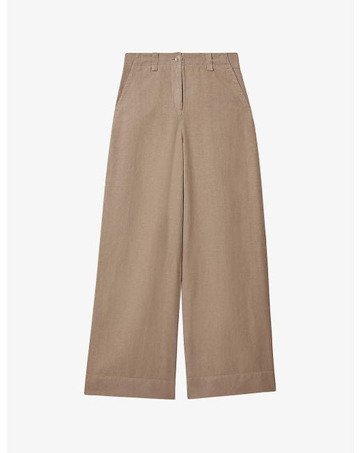 Reiss Natural Demi Wide-leg High-rise Linen Trousers