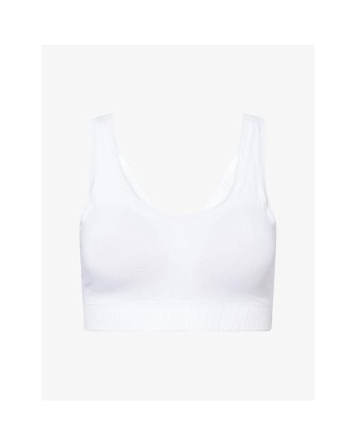 Hanro White Touch Feeling Padded Crop Stretch-Woven Top