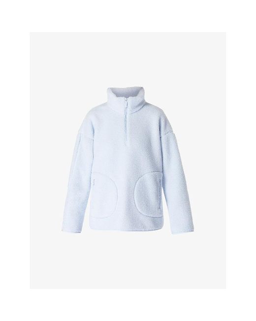 Sweaty Betty Blue Salt Plush Half-Zip Fleece Sweatshirt