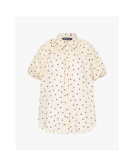 Ashlyn Natural Charlie Puff-Sleeves Cotton Shirt