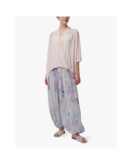 eem Pink Wrap-Detail Short-Sleeve Jersey Top