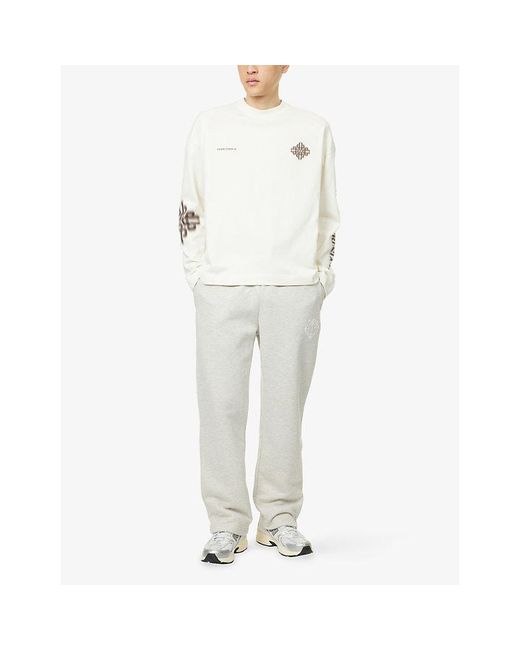 The Couture Club White Blurred-Print Long-Sleeve Cotton T-Shirt for men