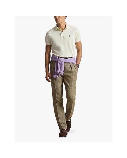 Polo Ralph Lauren White Logo-Embroidery Short-Sleeved Cotton Polo Shirt for men