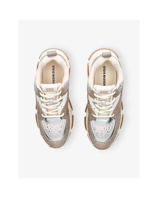 Steve Madden White Kids' Jprivy Embellished Low-Top Mixed-Material Trainers for men