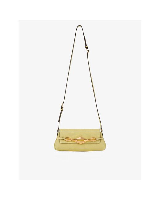 Jimmy Choo Sunbleached Diamond Mini Croc-Embossed Leather Shoulder 