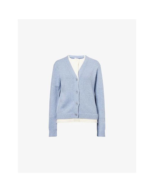 J.W. Anderson Blue Layered Wool-And-Cashmere Knit Cardigan