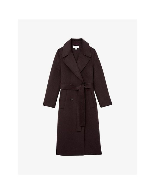 Reiss Red Rene Double-Breasted Wool-Blend Coat