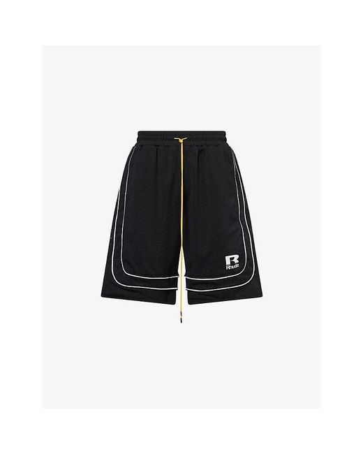 Rhude Black Logo-Print Basketball Shorts for men