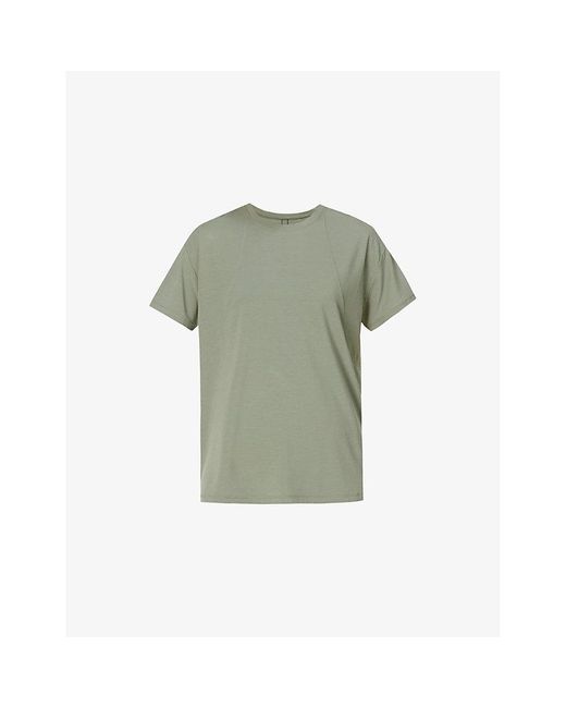 Sweaty Betty Green Soft Flow Studio Wrap-Back Stretch-Jersey T-Shirt