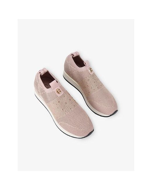 Carvela Kurt Geiger Pink Janeiro 2 Crystal-Embellished Knitted Low-Top Trainers
