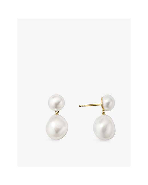 MEJURI White Bold 18Ct Vermeil And Freshwater Pearl Drop Earrings