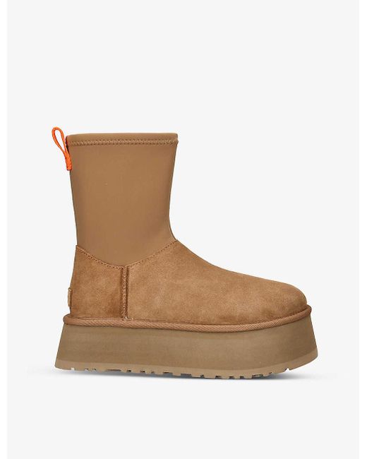 Ugg Brown Classic Dipper Suede And Rubber Boots