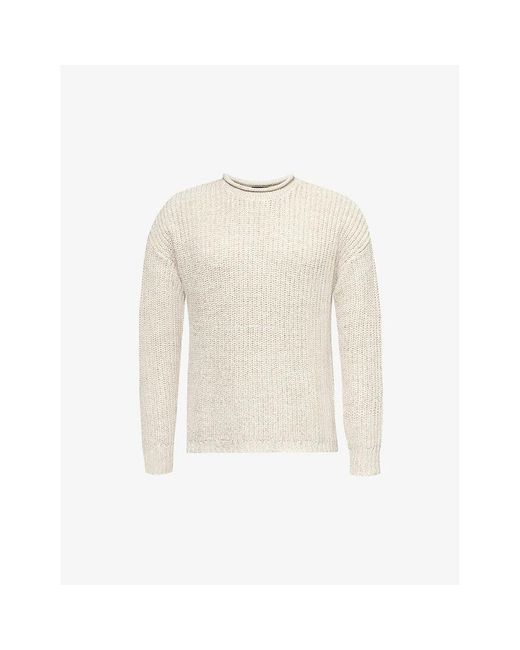 RRL White Relaxed-fit Crewneck Cotton And Linen-bend Jumper for men