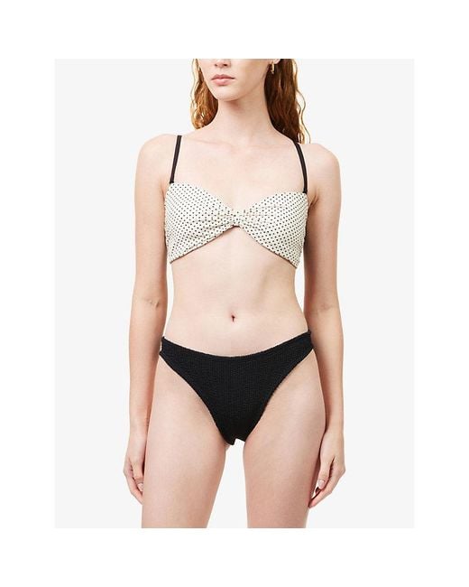 Hunza G White Delphine Polka-Dot Bikini Set
