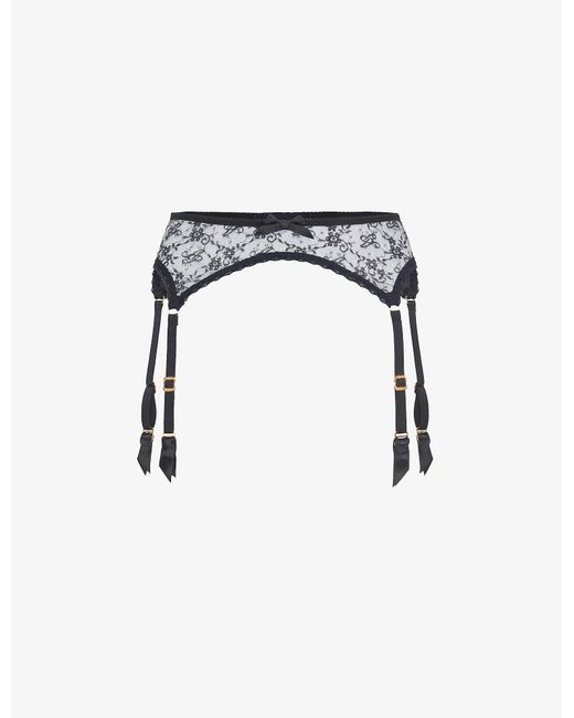 Agent Provocateur Malorey Floral Lace Suspenders in Black | Lyst Canada
