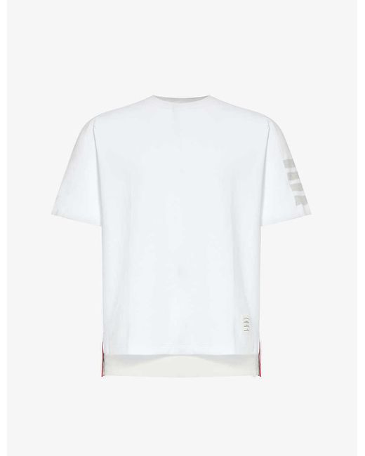 Thom Browne White Branded Short-sleeved Cotton-jersey T-shirt X for men