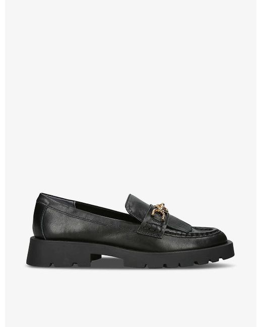 Dolce Vita Black Erna Chain-embellished Fringed Leather Loafers