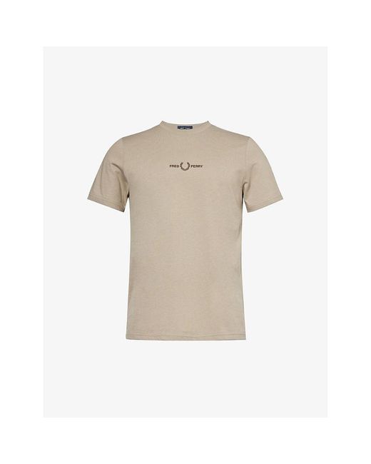 Fred Perry Natural Logo-embroidered Short-sleeved Cotton-jersey T-shirt X for men