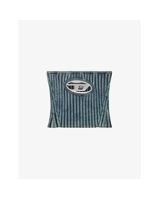 DIESEL Blue M-clarksville Logo-plaque Stretch Cotton-blend Top