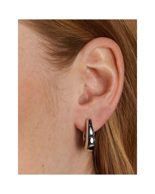 Astrid & Miyu White Horseshoe Medium-Plated Brass Hoop Earrings