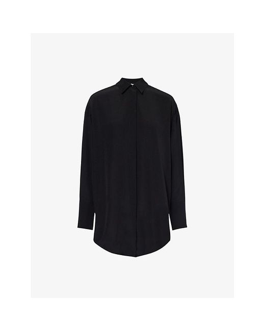Victoria Beckham Blue Regular-fit Asymmetric Silk Shirt