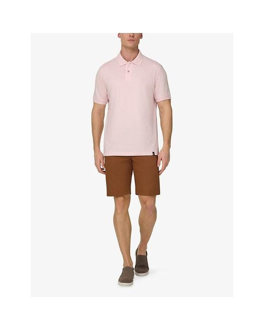 Boggi Pink Logo-Flocked Regular-Fit Cotton-Piqué Polo Shirt for men