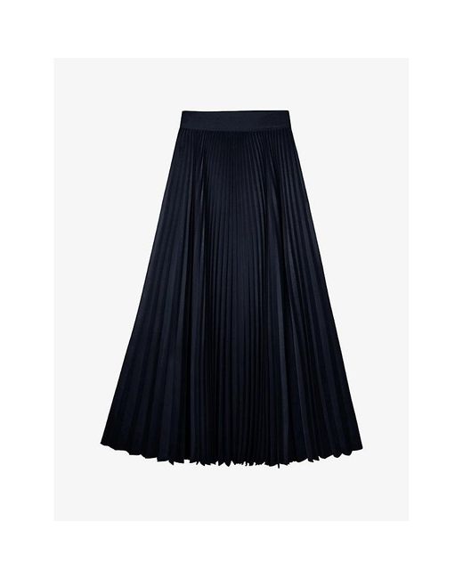The White Company Blue Pleated High-rise Recycled-polyester Midi Skirt
