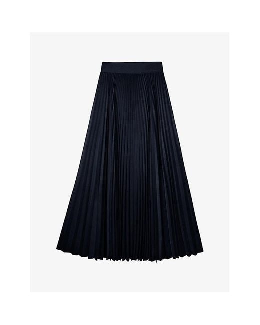 The White Company Blue Pleated High-Rise Recycled-Polyester Midi Skirt