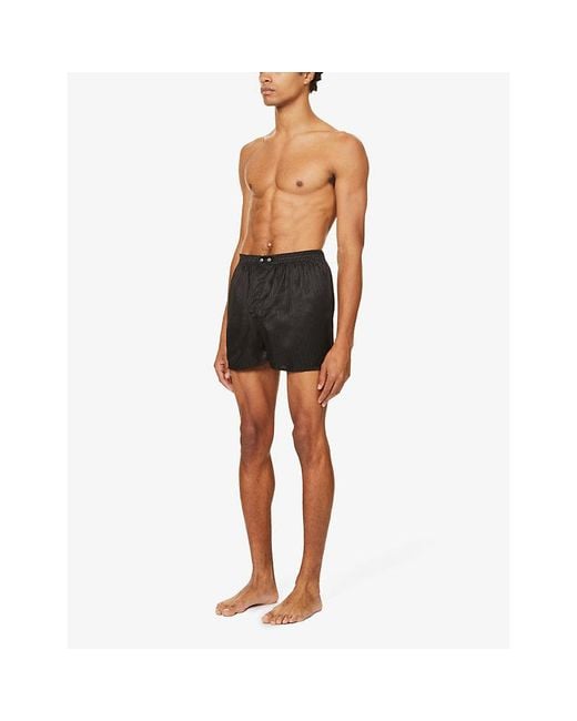 Derek Rose Black Woburn Regular-Fit Silk Boxers for men