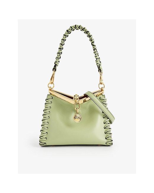 Etro Green Vela Small Leather Top-handle Bag