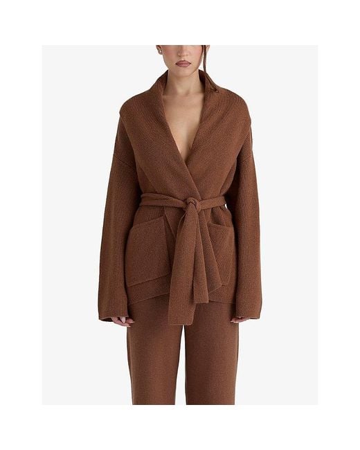 House Of Cb Brown Madison Relaxed-Fit Wool Cardigan