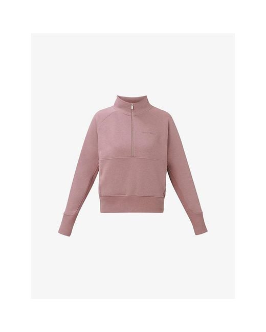 Sweaty Betty Pink Revive Rib Mix Half-Zip Cotton-Jersey Sweatshirt
