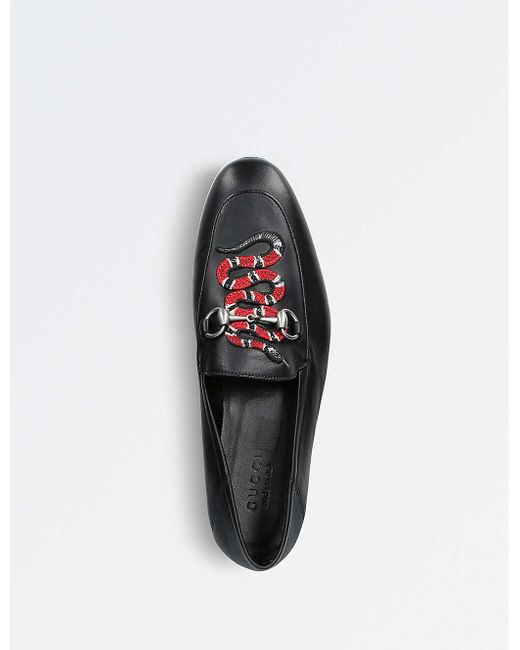 Gucci men\'s size 9.5 leather loafers Kingsnake design. perfect condition Gucci Black Leather Loafers Men main image 4