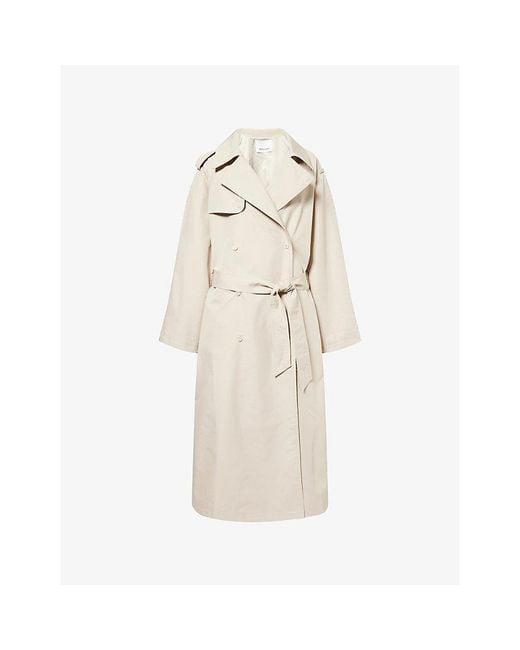 Frankie Shop Natural Riva Oversized Cotton-Blend Trench Coat