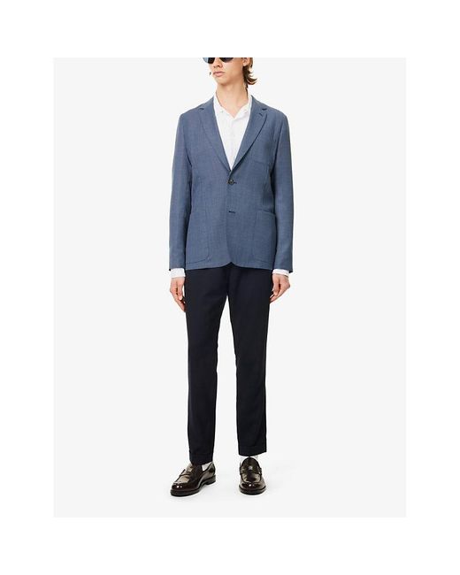 Paul Smith Blue Single-breasted Chest-pocket Wool Blazer for men