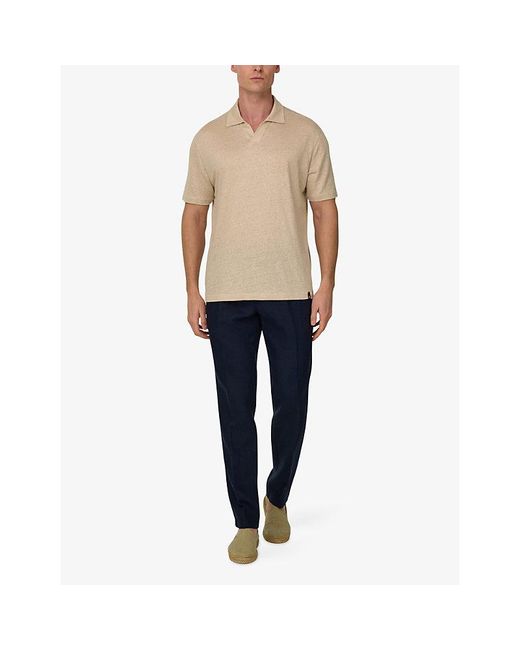 Boggi Natural Open-Collar Regular-Fit Stretch-Linen Polo Shirt for men