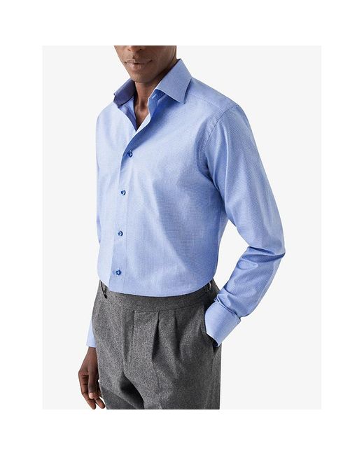 Eton Business Geometric-pattern Slim-fit Cotton-twill Shirt in Blue for Men  | Lyst Australia