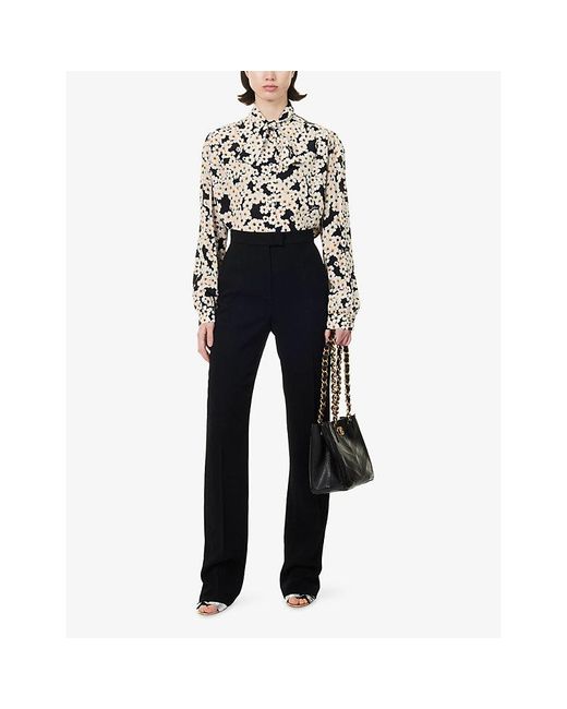 Valentino Black Press-Pleat Straight-Cut Woven Trousers