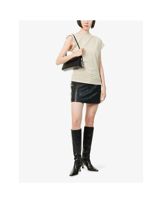 Agolde White Beth Asymmetric Cotton-Jersey T-Shirt