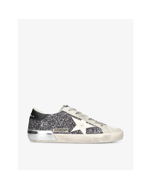 Golden Goose Deluxe Brand White Super Star 90432 Glitter-embellished Leather Low-top Trainers