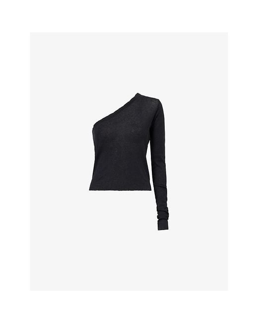 Rick Owens Blue Ziggy Asymmetric Cotton Top
