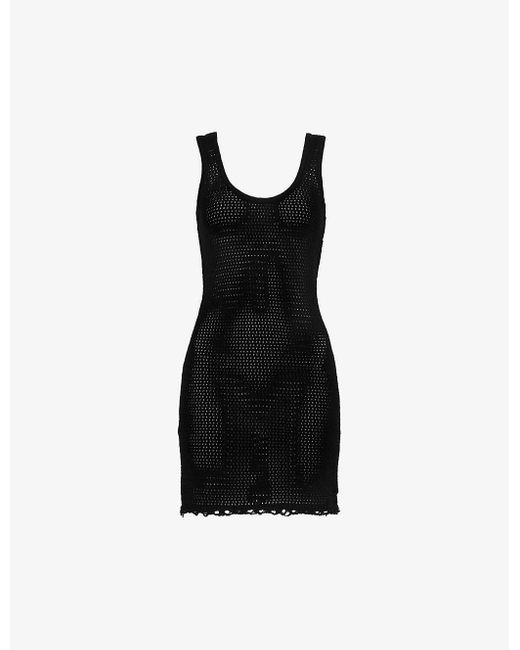 4th & Reckless Black Farely Crochet-knit Cotton-blend Mini Dress