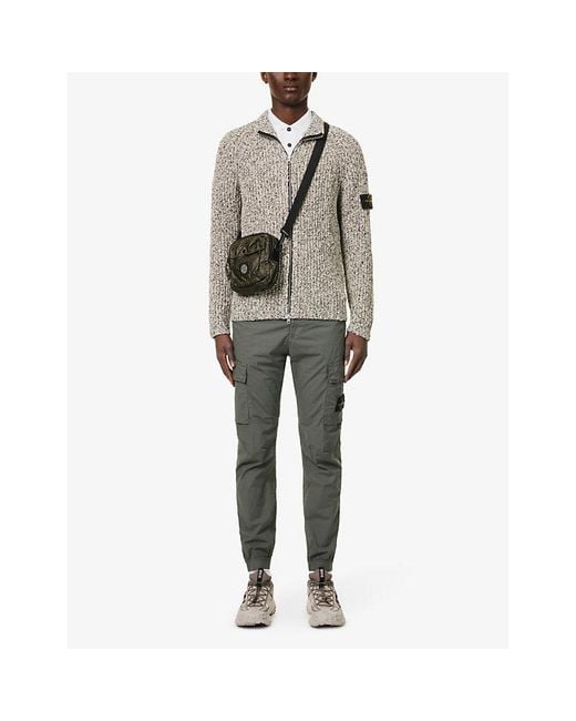 Stone Island Gray Logo-patch Ribbed Cotton-knit Jacket for men