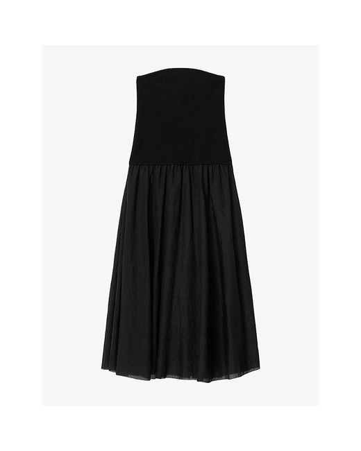 AllSaints Black Tegan Knitted And Woven Maxi Skirt