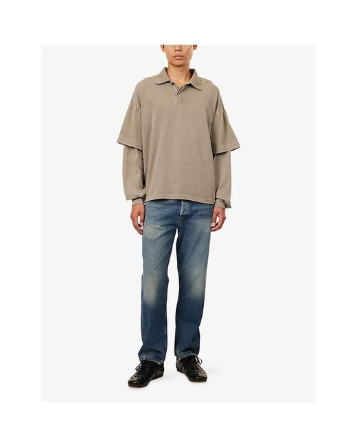 Agolde Natural Curren Double-Sleeve Cotton Polo Shirt for men
