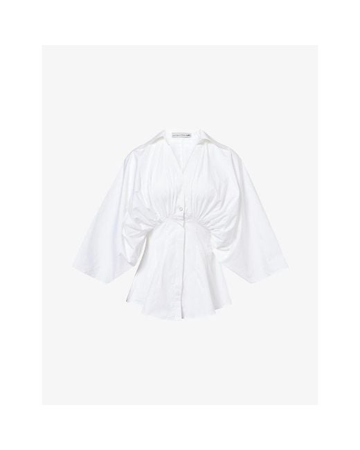 Palmer//Harding White Resilient V-Neckline Cotton Shirt