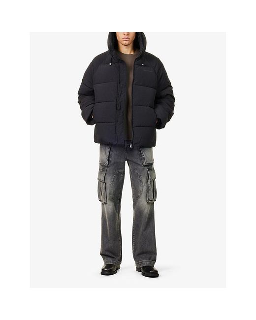 Daily Paper Black Logo-Print Padded Shell-Down Jacket for men