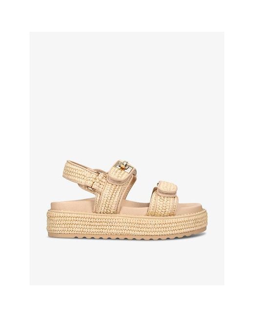 Steve Madden Natural Millo Double-Strap Flat Raffia Sandals